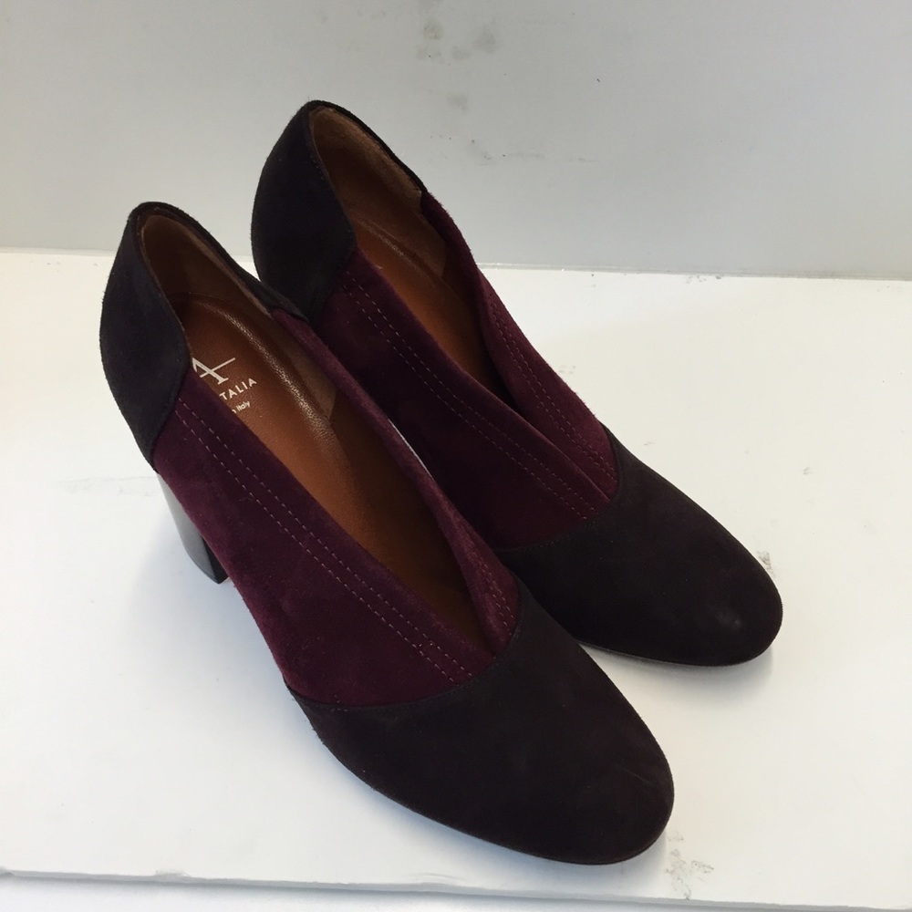 Aquatalia suede pumps- red/dark cherry